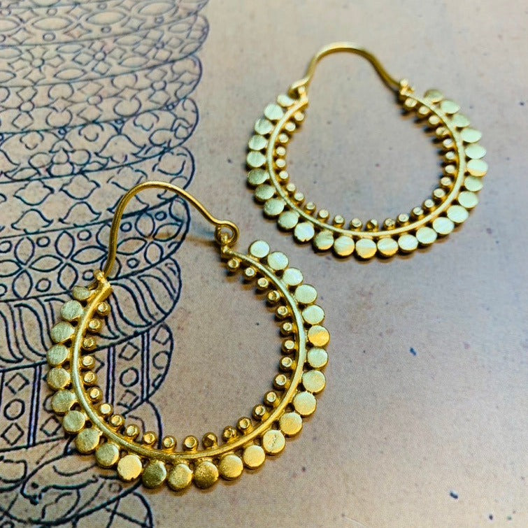 Golden Circle Dot Hoop Earrings