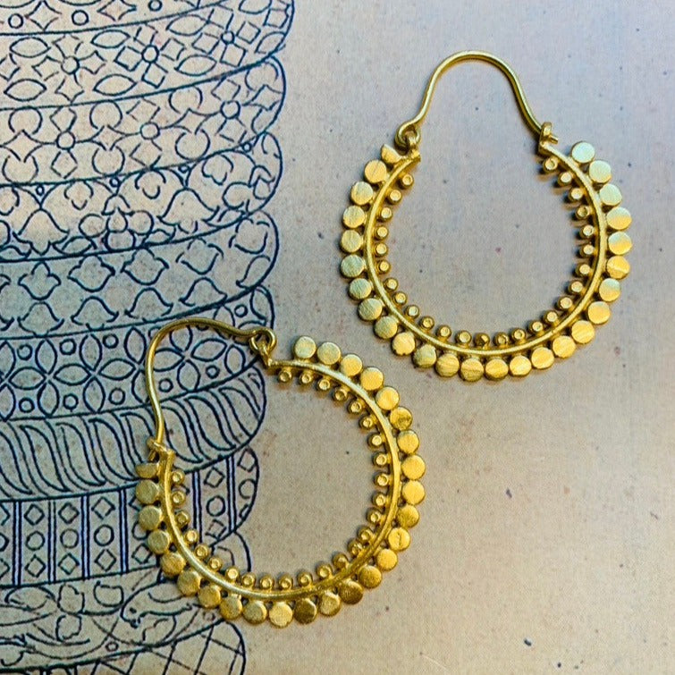 Golden Circle Dot Hoop Earrings