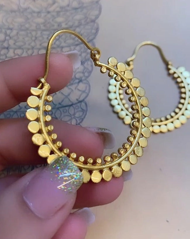 Golden Circle Dot Hoop Earrings