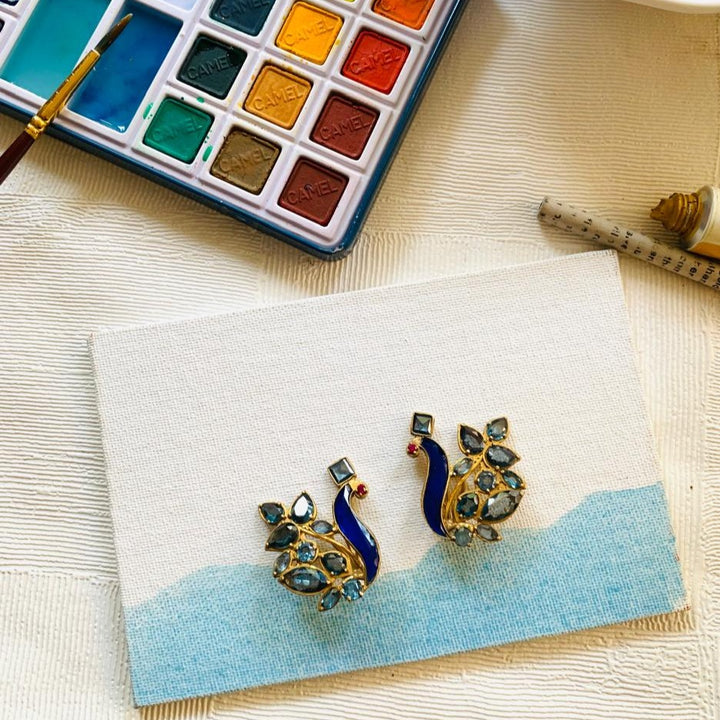 Blue Peacock Studs