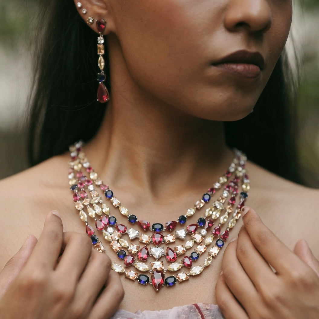 Garnet and Sapphire Elegance Necklace Set