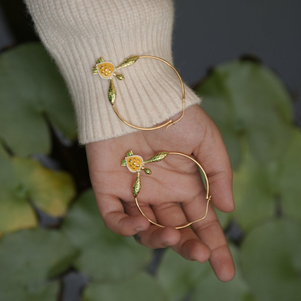 Turtle Charm Hoops