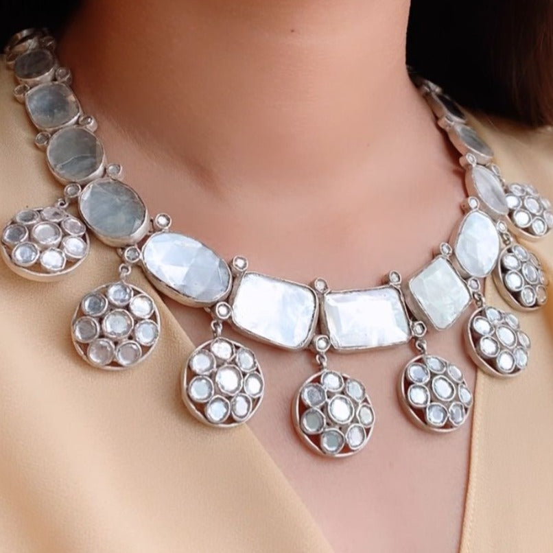 Floral Drop Elegant Necklace with Earrings