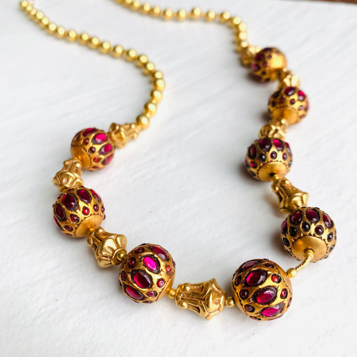 Glorious Red Gundu Necklace