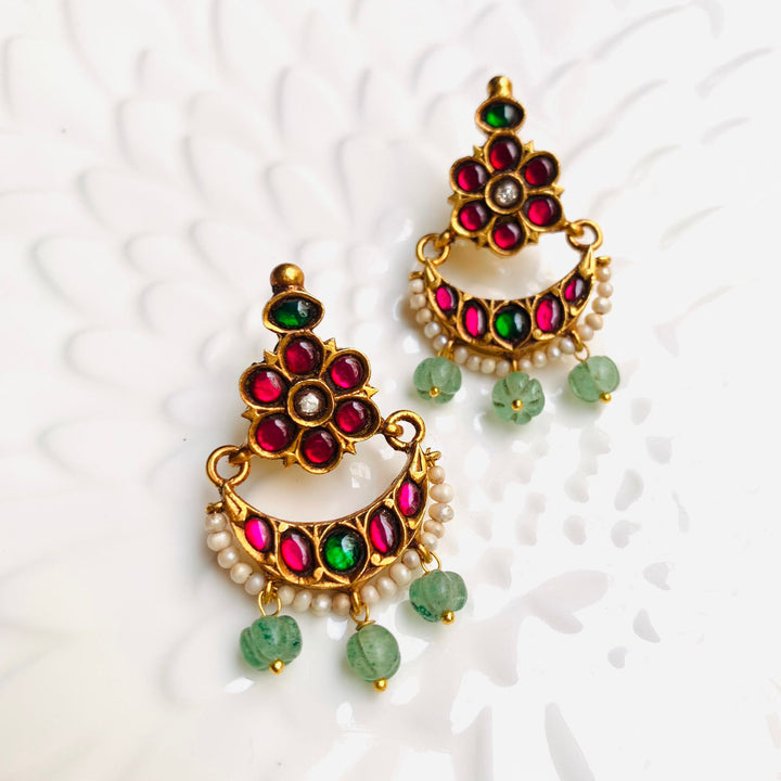 Little lovely Floral Chaand Dangler Earrings