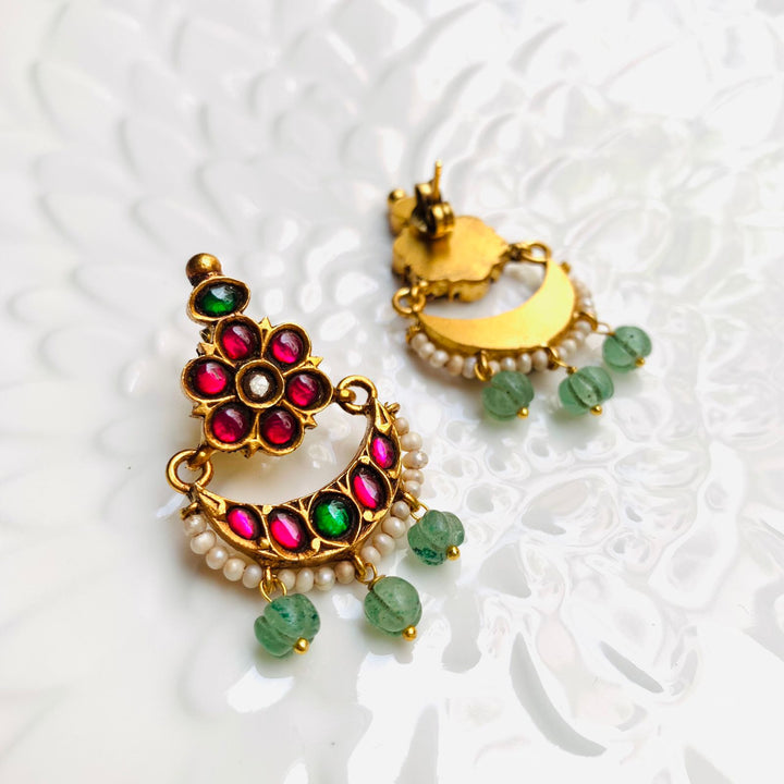 Little lovely Floral Chaand Dangler Earrings