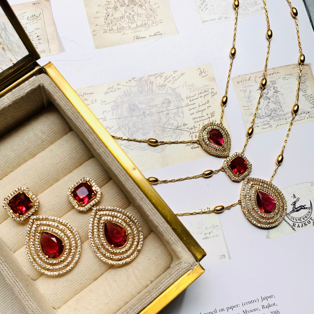 Red Mystic Glamour Necklace with Earrings