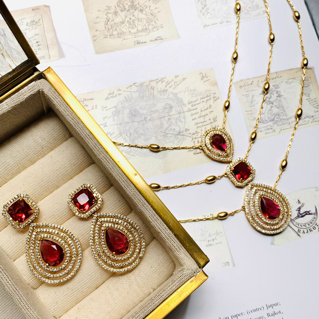 Red Mystic Glamour Necklace with Earrings