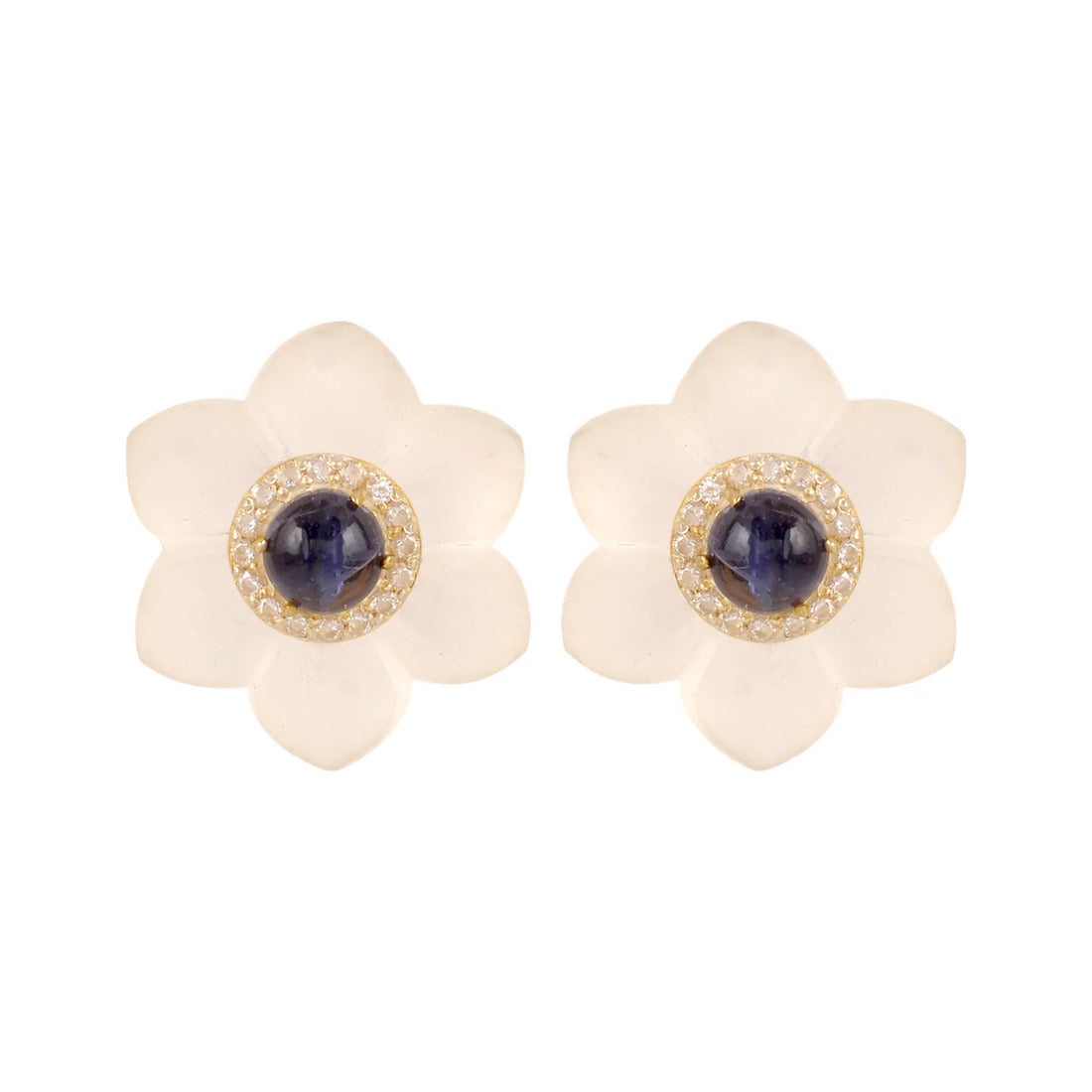 Crystal and Iolite Mini Starflower Earrings