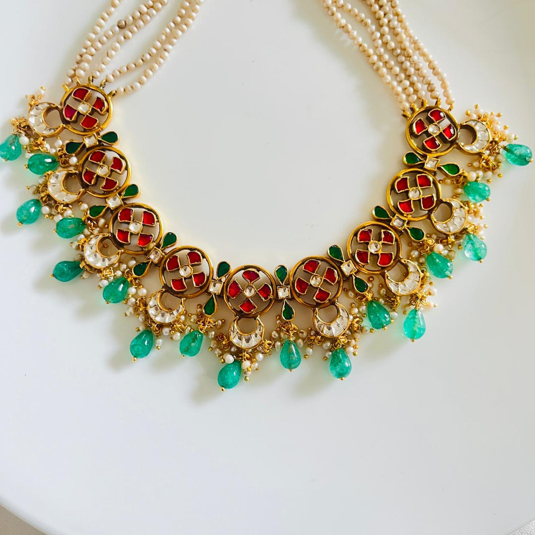 Emerald Lattice Silver Necklace