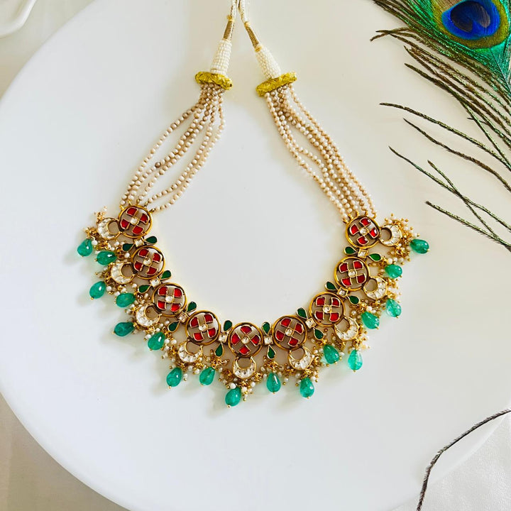 Emerald Lattice Silver Necklace