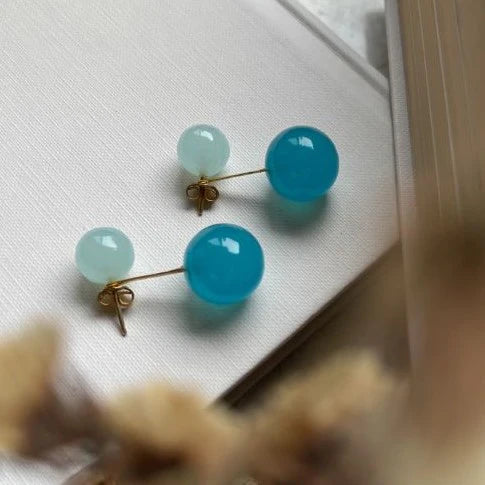 Blue Dual Ball Earrings