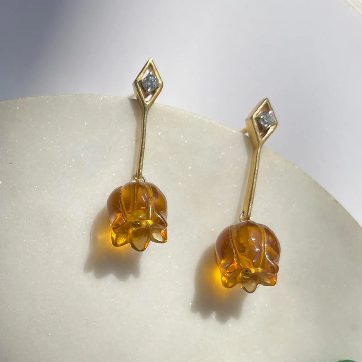 Orange Tulip Earrings