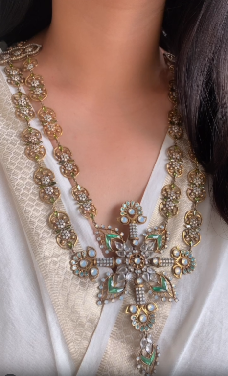 Silver Filigree Blossom Cascade Necklace