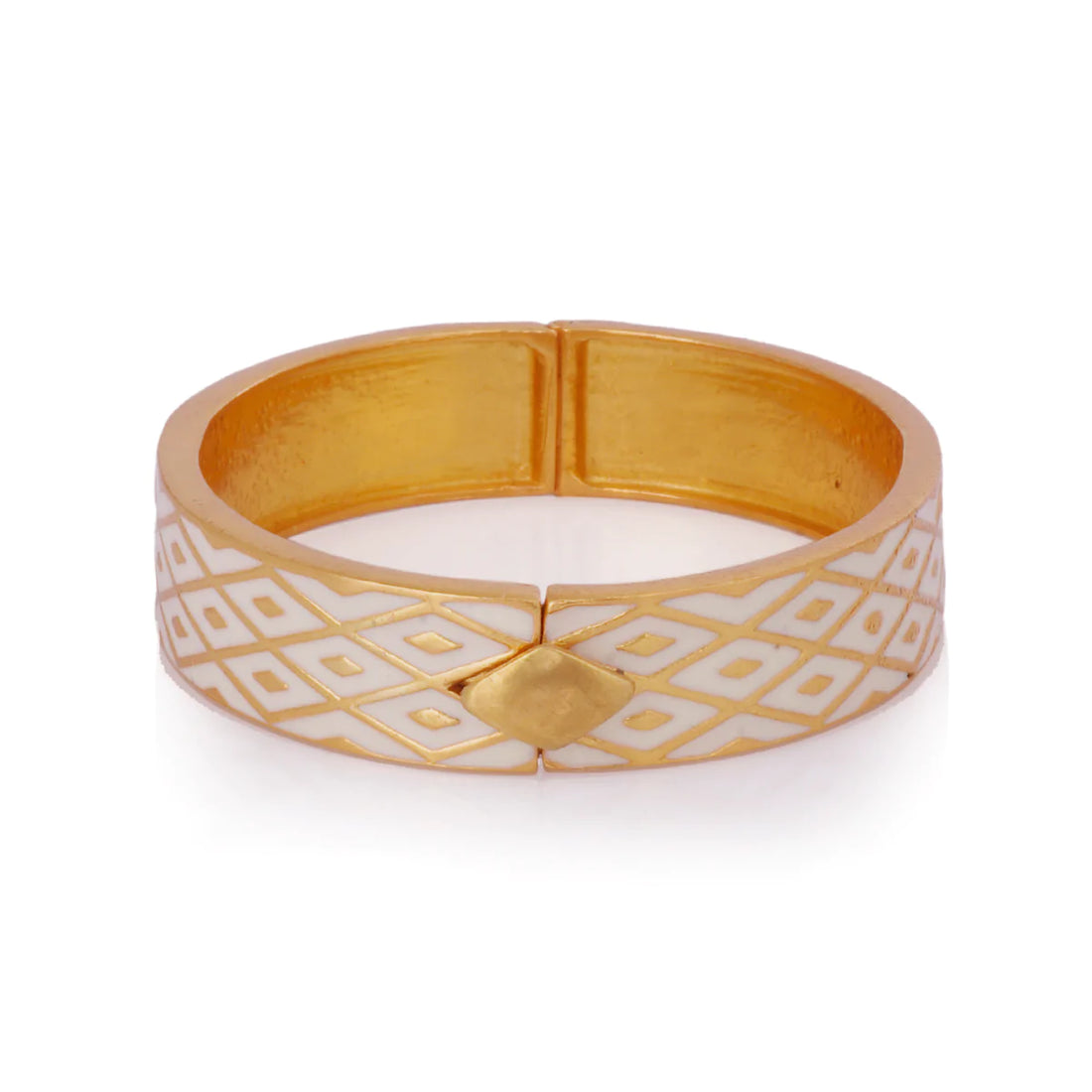 Ivory Lattice Enamel Bangle