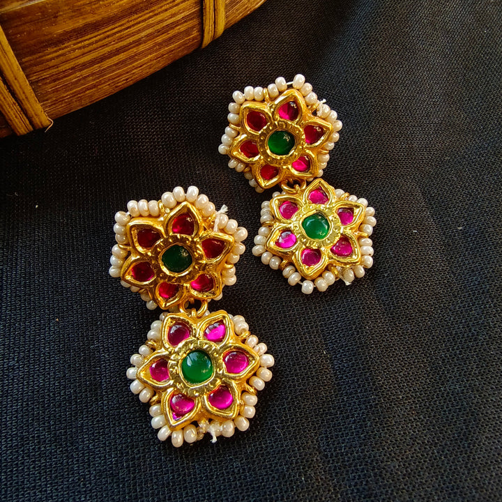 Pearl Lace Dve Floral Earrings