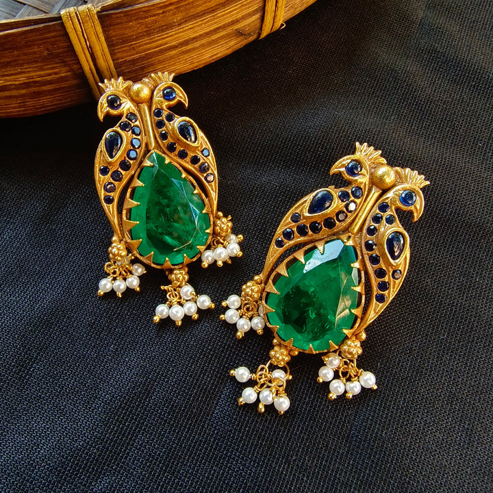 Peacock Love Green Earrings