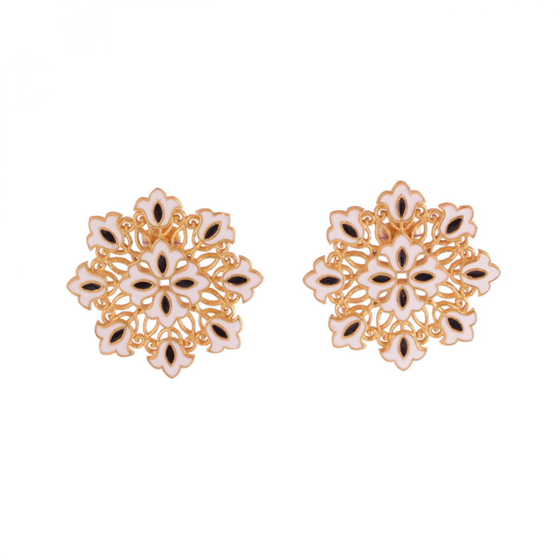 Dreaming Flowers White Stud Earrings