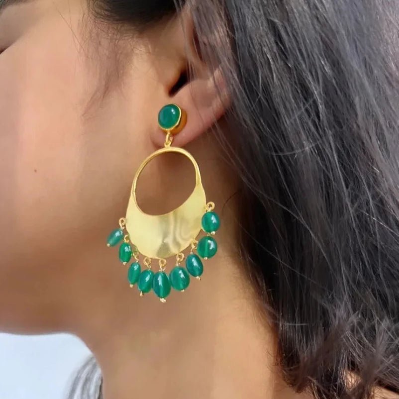 Emerald Chandbali Earrings