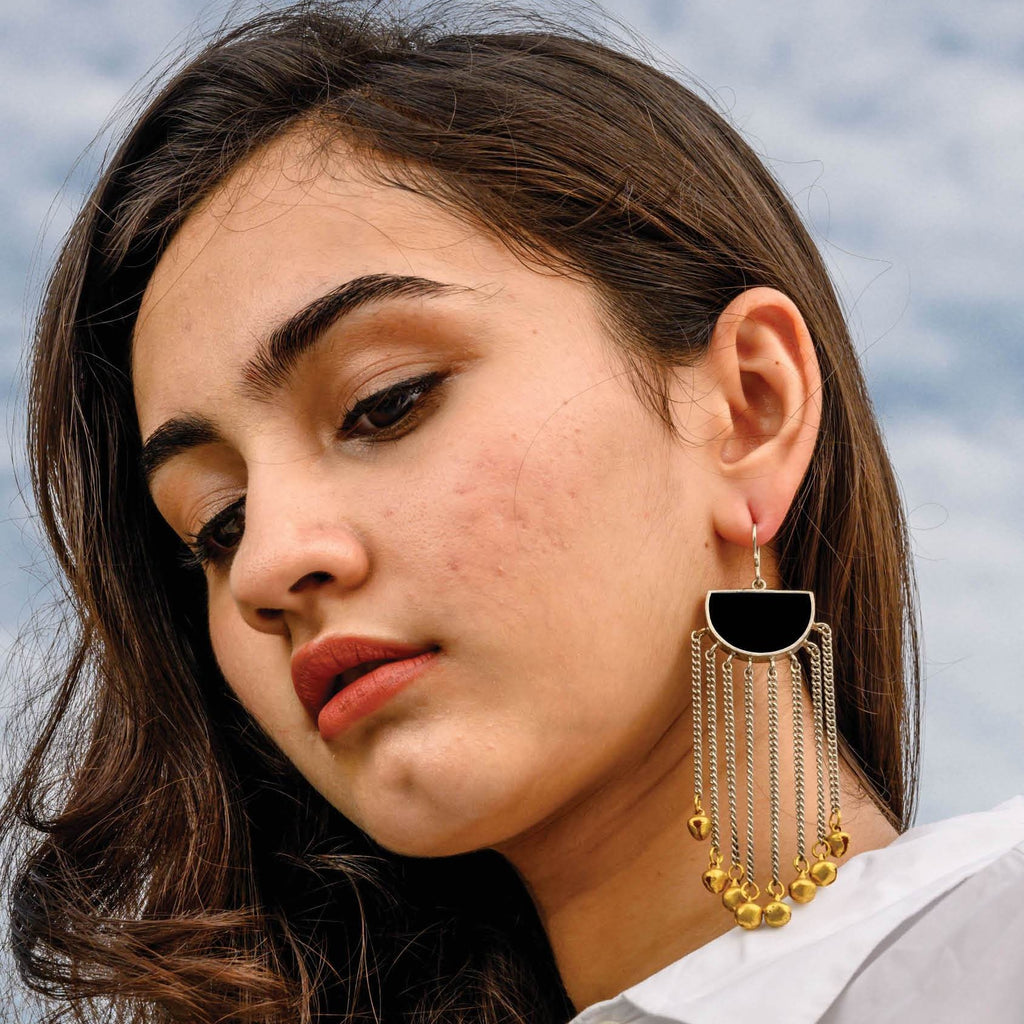 CELINE earrings round logo pearl metal gold top height 2.5cm width 1.2cm  women's