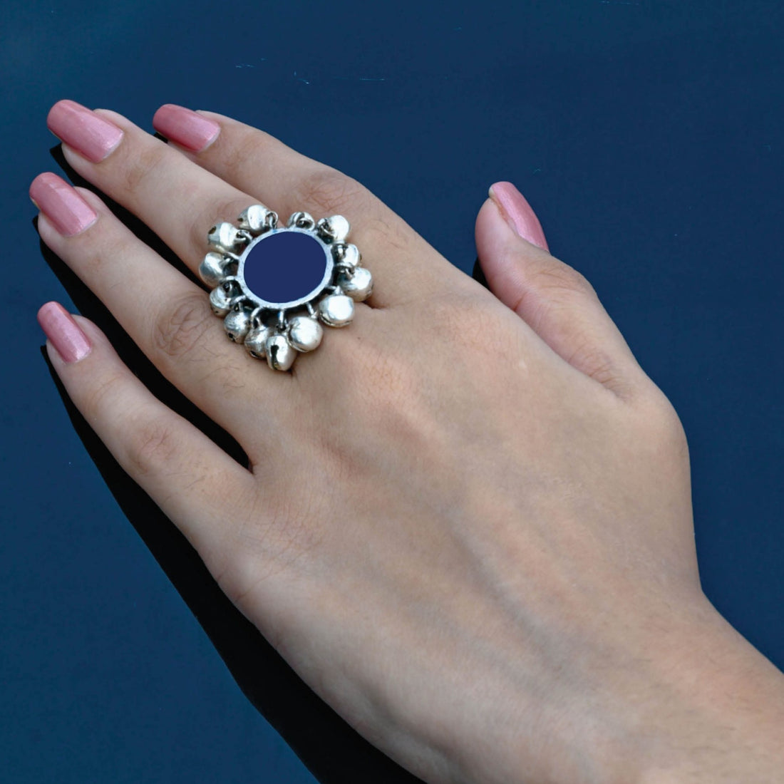 Round Ghungroo Ring(Navy Blue)