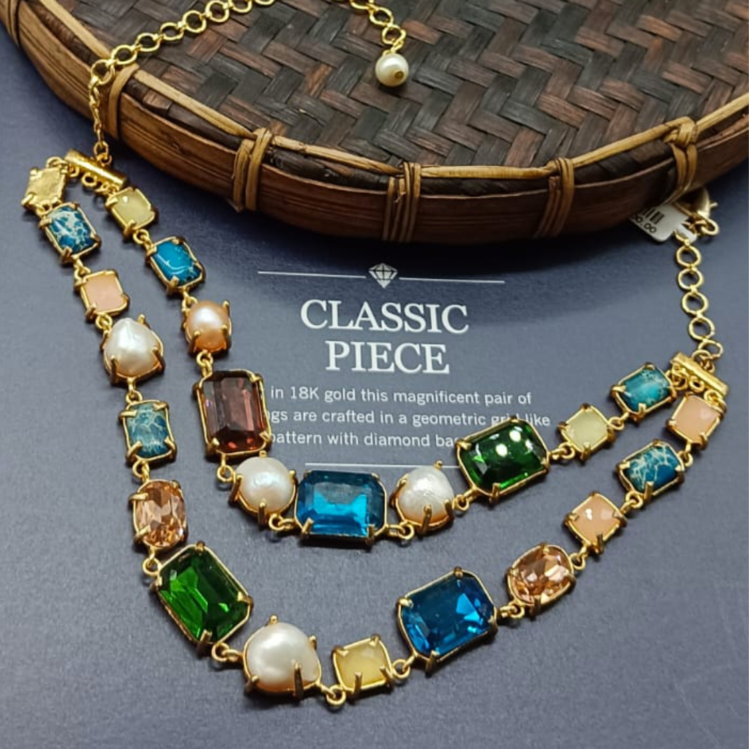 ADORABLE MULTI COLOR STONE NECKLACE FOR WOMEN