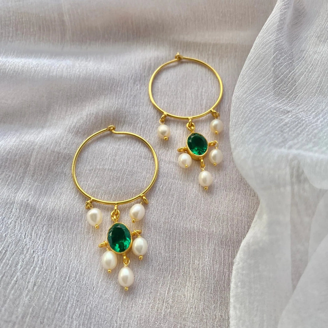 Noor Emerald Hoops