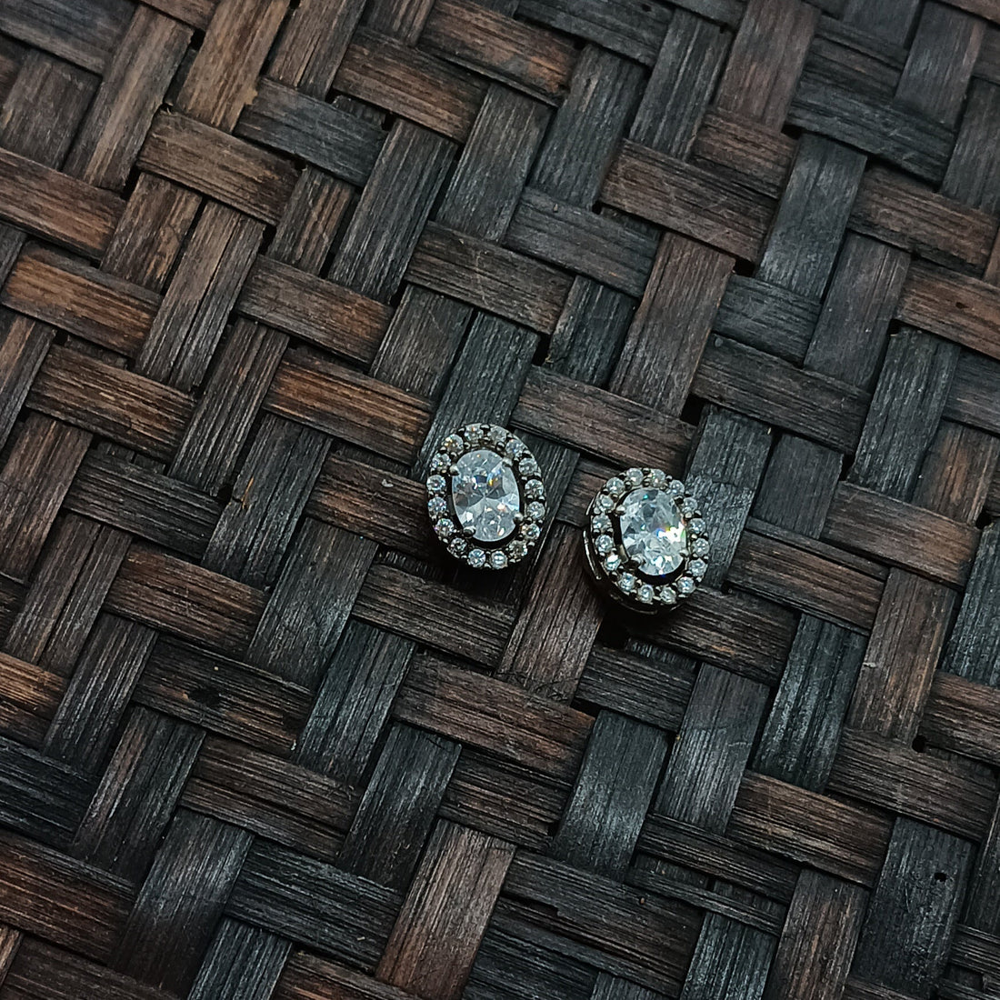 Mini Oval Oxidized Studs