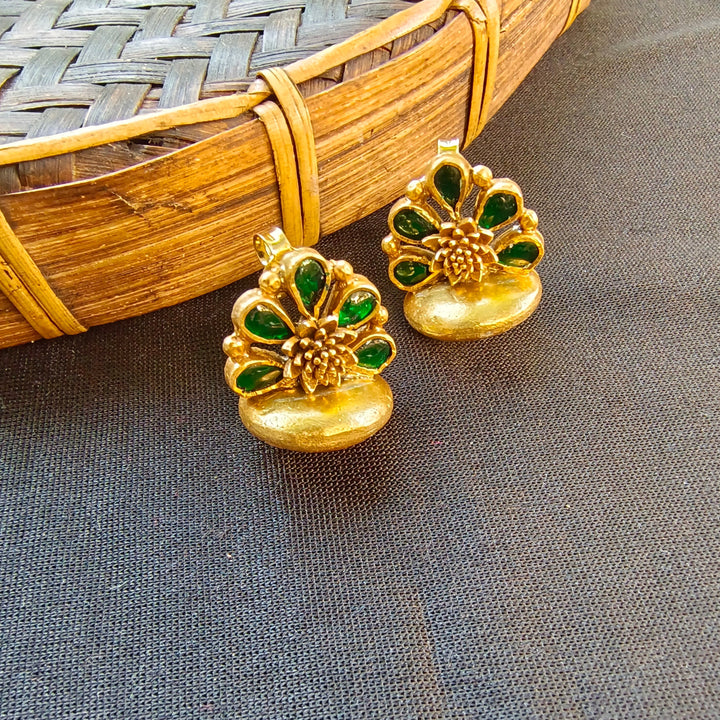 Green Foral Pot Earrings