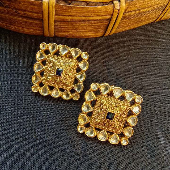 Square Blue Stone Studs