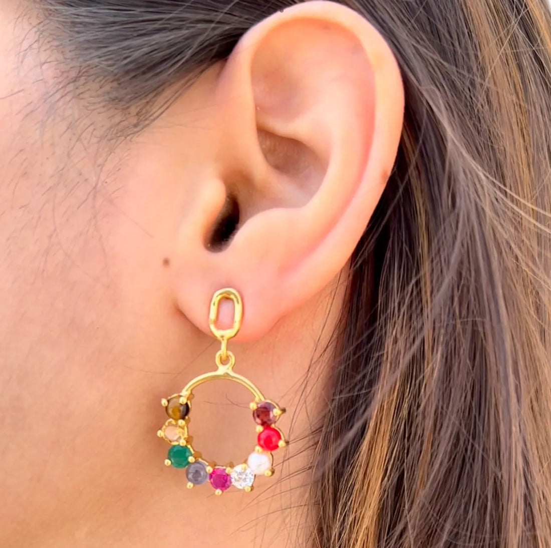 Navratna Dangler Earrings