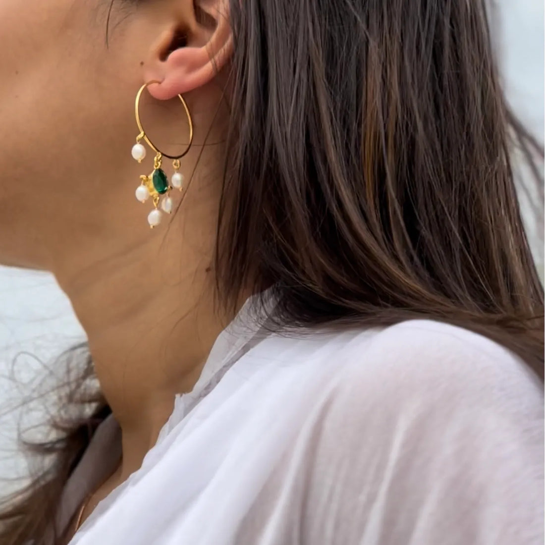 Noor Emerald Hoops