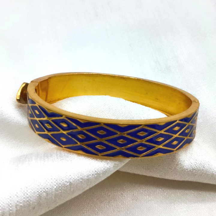 Blue Lattice Enamel Bangle