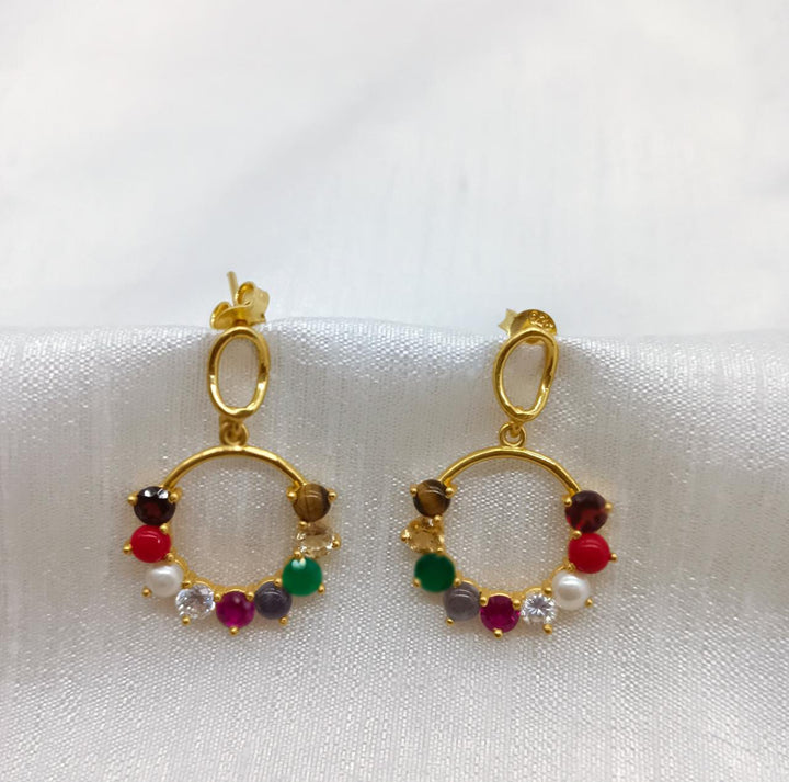 Navratna Dangler Earrings