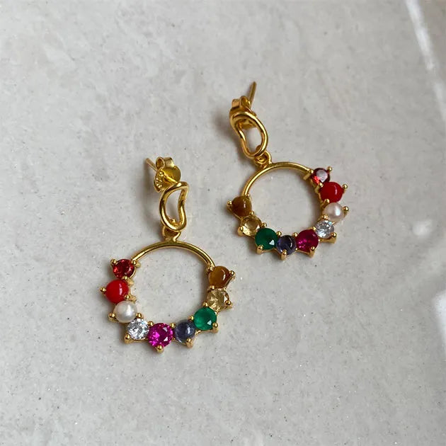 Navratna Dangler Earrings